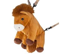 Plush Animal Shape Backpack Horse Shape Cartoon Animal Backpack for Kids Elementary School Nursery Travel Day Care Picnic Weekend Trips for Boys Girls, Brown, riferimento alla descrizione, See