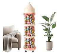 Plush Animal Storage Tube - Transparent Organizer Tray With Aesthetic Castle Design, Vertical Display Container | Space Saving Storage Solution For Living Room
