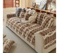 Plush Anti Slip Sofa Cover L Shaped Furniture Protector Faux Rabbit Fur Soft & Cozy Static Free Fits 36"x94" Perfect for Home Décor