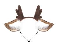 Plush Antlers Headband Fallow Deer Headbands Cute Headdress Cosplay Stage Props Deer Accessory Headband Decoration Headpiece Costumes Accessories for Christmas Carnival Halloween