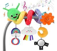 Plush Baby Crib Hanging Toy-Touch-Activated Music Box (30 Sounds), 0-12 Months Infant Sensory Toy w/Cloud/Sun/Rainbow/Moon/Mirror, Washable, Gift for Cribs/Strollers/Car Seats