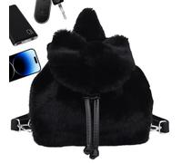 Plush Backpack - Bow Purse, School Bookbag For Travel And Daycare, 1pc Soft Faux Rucksack With Satin Ribbon, Hardware, Kawaii Storage Pack For Children, Women, Kids And Shopping Parties