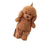 Plush Backpack Cute Dog Shape Realistic Adjustable Handbag, Brown, Se référer au descriptif
