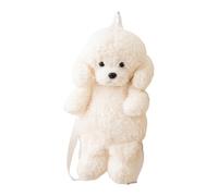 Plush Bag, Stuffed Animal Shoulder Purse, Cute Realistic Dog-Shaped Handbag, Adorable Accessory 13.78 Inches for Girls, Kids, Women, School, and Travel Use, White, Khaki, Brown