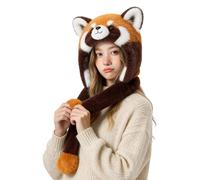 Plush Beanie,Raccoon Shape Cartoon Texture Headwear - Animals Winter Hat With Moving Ears,For Women Teens Cosplay Costume Outdoor Cold Weather Holiday Daily Use Party Gathering