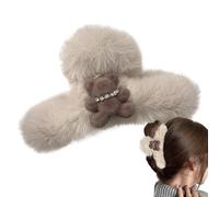 Plush Bear Hair Claw Clip - Large Hair Barrette, Cute Animal Hairpin, Soft Plush Accessory | Adorable Bear Catch Clip Stylish Look, Reusable Claw Secure Hold Women, Girls,