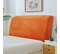 Plush Bed Head Cover - Solid Color Thicken Elastic All-inclusive Bed Headboard Protection Dust Cover Velvet Headboard Cover,Orange-Length：120-135cm