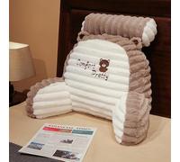 Plush Bed RestReading Pillow Girls Women Comfort Cuddle Cushion with Arms Sofa Back Support Rest Backrest with Neck Roll Pad for Home Office Watching TV Playing Games(Size:70×50cm,Color:E)