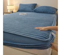 Plush Bed Sheet - Winter Flannel Fitted Sheet Super Soft Thick Warm Rabbit Velvet Plush Mattress Protector All Around Wrap Anti Static Bedding for Bedroom Dorm (#2,200x220cm)