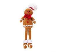 Plush biscuits man doll with chef hat and bowtie for holiday decoration, soft polyester construction, great for enhancing festive atmosphere in various settings (A)