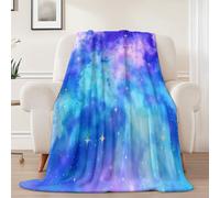 Plush Blanket Printed Fantasy Watercolor Galaxy - Lightweight Warm Flannel Fleece Throw Blanket 180 x 200 cm, Blue Print Sherpa Fuzzy Blankets for Bed Sofa Couch Bedroom Decor
