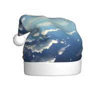 Plush Blue sky and white clouds Christmas Hat, festive costume accessory, soft to the touch, perfect for Christmas and holiday parties.