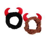 Plush Bull Horns Headband for Women 2pcs Soft Hairband for Face Washing and Spa Cute Devil Horns Accessory for Makeup and Skincare Routine