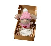 Plush Bunny - Comforting Cuddly Snuggle Buddy, Soft Touch Fuzzy Fabric Exterior, 18cm Height + Includes Greeting Card, Cotton Blend Cushion - For Kids Gift & Bedroom Sofa Bed