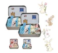 Plush Bunny Mini Pocket Tin, Cute Pocket Bunny Decorative Easter Boxes to Enhance Your Basket, Add Fun Surprises, and Bring Extra Joy This Easter (2pcs Blue)