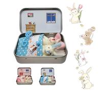 Plush Bunny Mini Pocket Tin, Cute Pocket Bunny Decorative Easter Boxes to Enhance Your Basket, Add Fun Surprises, and Bring Extra Joy This Easter (Blue)