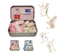 Plush Bunny Mini Pocket Tin, Cute Pocket Bunny Decorative Easter Boxes to Enhance Your Basket, Add Fun Surprises, and Bring Extra Joy This Easter (Pink)