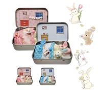 Plush Bunny Mini Pocket Tin, Cute Pocket Bunny Decorative Easter Boxes to Enhance Your Basket, Add Fun Surprises, and Bring Extra Joy This Easter (Blue+pink)