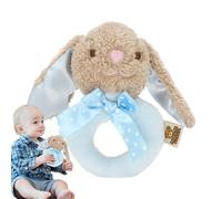 Plush Bunny Rattle - Soft Cuddly Handheld Toy, Adorable Washable Plush Ring, Lightweight Sensory Development Soothing Stick, Gentle Sound Bunny | Gift for 0-3 Years Playtime