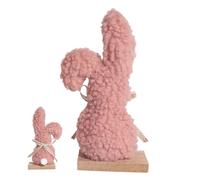 Plush Bunny Sculpture, Lightweight And Easy To Place, 15.5x6.5cm, Easter Bunny Decor, Handmade Wood Rạbbit Figurine, Cute Plush Design, For Bookshelf Dining Table Bedside