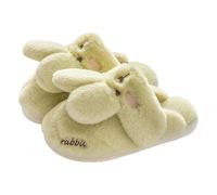 Plush Bunny Slippers for Girls Cute Animals House Bedroom Slides Autumn Winter Indoor Comfortable SlidesWarm Fuzzy Soft Sole lip n Furry Home Shoes (Light Green, 1 Big Kids)