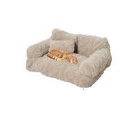 Plush Calming Pet Sofa Bed, Soft Cat Dog Couch with Removable Cover, Large Kennel Cat Sleeping Sofa Chair Furniture, Non-Slip Bottom for Supplies Cats Dogs(Beige,Medium)