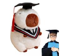 Plush Capybara Souvenir - Plush Decoration with Hat, Graduation Capybara, Resilient Graduation Gift, Special Memorial Item | Celebration Gift For The