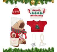 Plush Capybara Toy, Cartoon Animal Set with 9 Dress-Up Outfits and Accessories, Fun Interactive Soft Doll for Party Supplies, Christmas Holiday Decorations on Bed Sofa Couch Display