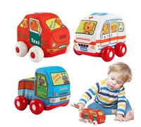 Plush Car, Fabric Car, Educational Toy, Washable Ambulance Taxi Model, Cartoon Truck Figure for 3-12 Years