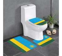 Plush Carpet for Bedroom Kitchen Bathtub Home Decor, Flag of Rwanda Bathroom Protector Mat 3 Piece Set, Outdoor Absorbent Carpet,