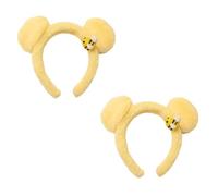 Plush Cartoon Hair Hoop, 2Pc Yellow Bear Ears Plush Headband, Cute Bears Ear Stuffed Headband With Bee, For Camping Dinner Festival Daily Travel Outgoing Dating Gathering Girlfriends