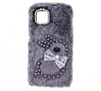 Plush Case for Motorola Moto G67 Power Bumper Cover Protective Soft kawaii Rabbit Fluffy Skin Silicone TPU Slim Cute Bunny Sparkly Glittered Protective for Motorola G67 Power Case Girls,Grey Rabbit
