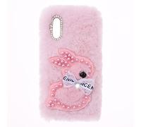 Plush Case for Samsung Galaxy A55 5G Bumper Case Protective Soft Warm Kawaii Faux Rabbit Fluffy Skin Silicone Cute Bunny Sparkly Glittered Diamond Creative Phone Case for Samsung A55 5G,Pink Rabbit