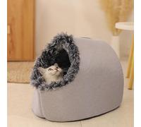 Plush Cat Cave Bed for Indoor Cats & Small Dogs - Fluffy Covered Pet House, Self-Warming Removeble Dog Bed with Anti-Slip Bottom, Washable Cat Hideaway Hut (gary02, Medium)
