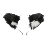 Plush Cat Ear Hairband Black Metal Fabric Halloween | Cosplay Headwear, Comfortable Wear for Makeup and Washing Face, Lovely Innocent Style