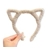 Plush Cat Ear Lolita Headbands Girls Cartoon Furry Hair Bands Hoop Women Cosplay Costume Party Headwear Korean Hair Accessories(Shallow khaki)