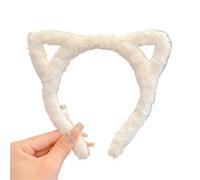 Plush Cat Ear Lolita Headbands Girls Cartoon Furry Hair Bands Hoop Women Cosplay Costume Party Headwear Korean Hair Accessories(White)