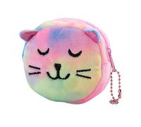 Plush Cat Face Coin Purse Pouch Wallet Cartoon Cute Cat Face Bag Zipper Case Coin Money Purse Cute Change Holder Wallet Key Pendant Bag for Girls Birthday