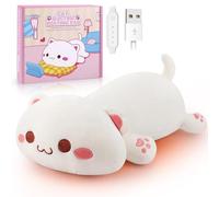 Plush Cat Heat Pad Electric Heat Pad Electric Heating Pad USB Powered Portable Menstrual Heating Pad For Period Pain Relief Neck Shoulder Back Animal Shaped Stuffed Heated Pads Gift For Unisex (White)