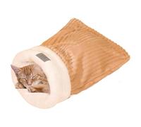 Plush Cat Sack Bed - Comfortable Semi Enclosed Sleeping Pouch, Thickened Winter Warmth Cave for Indoor Cats, Sturdy Anti-Slip Tunnel Bed, Ideal for Anxious Pets, Kittens, or Workplace Lounging
