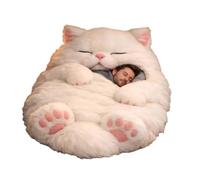 Plush Cat Sleeping Bag for Adults, Envelope Blanket for Camping & Lounging | Ultra Soft Fleece Wearable Blanket, Cute Cat Print, Washable Warm Lounging Bag for Home, Camping & Travel