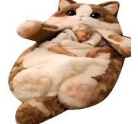 Plush Cat Sleeping Bag for Adults, Envelope Blanket for Camping & Lounging | Ultra Soft Fleece Wearable Blanket, Cute Cat Print, Washable Warm Lounging Bag for Home, Camping & Travel