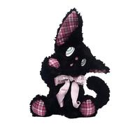 Plush Cat Toy - 35cm Black Fluffy Plush Toy Pink Bow Embellishment Soft Plush Pillow and Premium Cuddly Companion | Adorab Gift