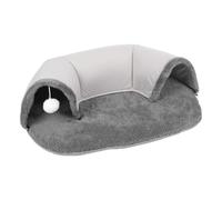 Plush Cat Tunnel Bed - 50cm Donut Cave Design with Soft White Balls | Luxury Comfort Spacious Interactive Play for Large, Medium and Small Cats, Cosy S