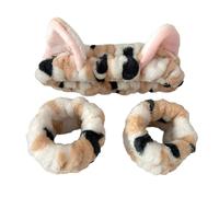 Plush Cats Ear Headbands With Wrist Wash Band For Face Washing Makeup Everyday Use Cats Ear Headbands