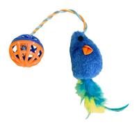Plush Cats Toy With Bells And Feathered Interactive Safe Fabric For Indoor Play And Instincts Noise Making Cats Toy