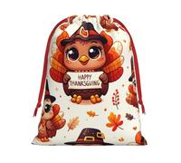 Plush Celebrate-Thanksgiving-Turkey Christmas Drawstring Present Bags Large Size, Soft Velvet Goodie Bags With Red Ribbon Closure For Holiday Party Favors And Present Wrapping