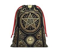 Plush Celestial-Pentagrams-Stars Christmas Drawstring Present Bags Large Size, Soft Velvet Goodie Bags With Red Ribbon Closure For Holiday Party Favors And Present Wrapping
