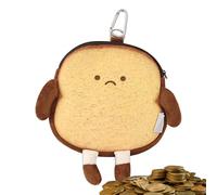 Plush Change Purse - 4 Inch Toast Coin Holder, Soft Plush Coin Pocket Zipper Closure, Cute Money Pouch Bag Pendant | Adorable Mini Wallet Adults Kids Gift Novelty Accessory Keychain Charm