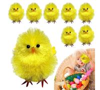 Plush Chicken Figures | 8X Small Yellow Easter Plush Stuffed Chick Figures | Cute Chicken Figures Easter Basket Filler for Spring Barn Desk, Bedside, Shelf Decor